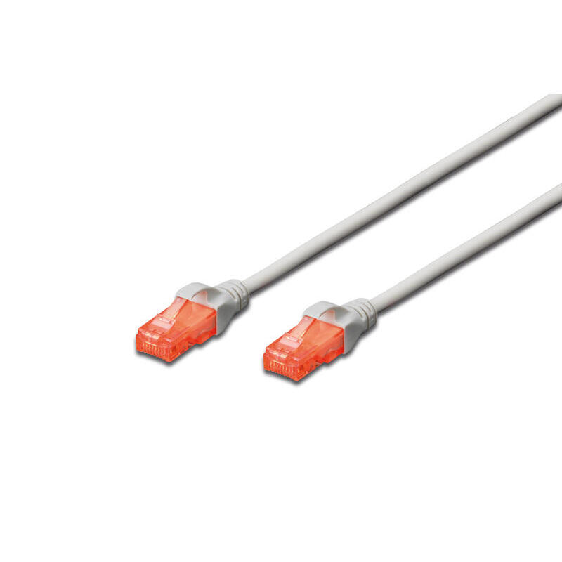 Patchkabel DIGITUS RJ45 U/UTP Cat6 10.00m grau Hebelschutz tīkla kabelis