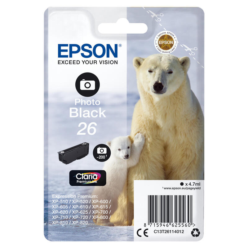 Epson T2611 "Eisbar" Tinte Single Pack Photo black kārtridžs