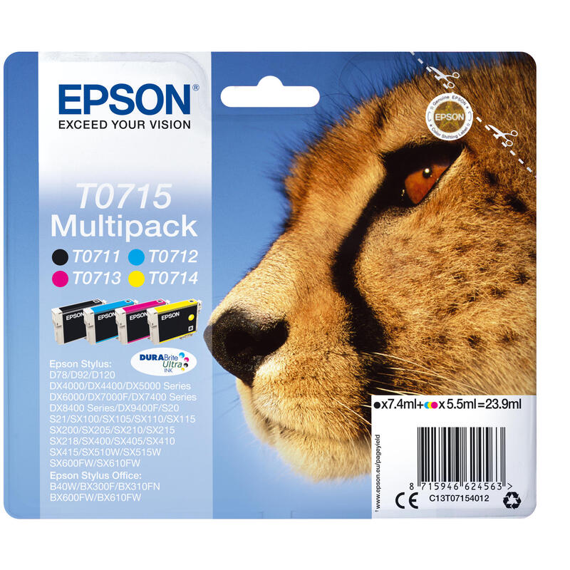 Epson T0715 "Gepard" Tinte CMYK Multipack kārtridžs