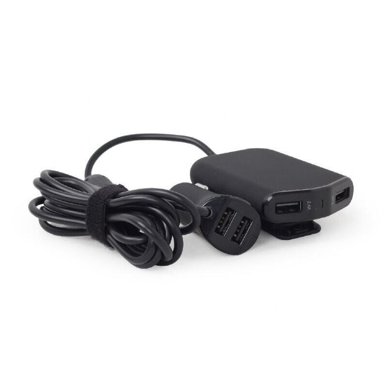 Car charger 4ports/9.6A/black aksesuārs mobilajiem telefoniem