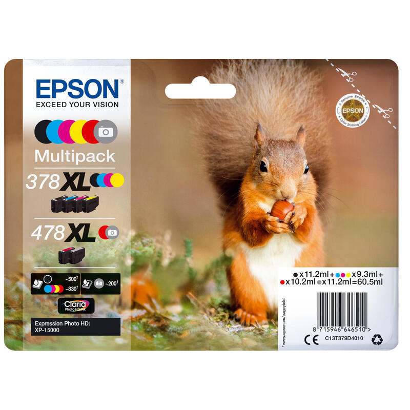 Epson Multipack Claria Photo HD T 378/478 XL (6 colors)   T 379D kārtridžs