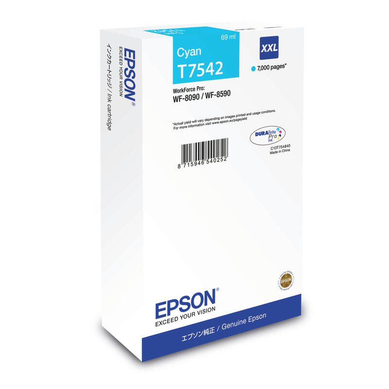 Ink Epson T7542 cyan XXL | WF-8090/WF-8590 kārtridžs