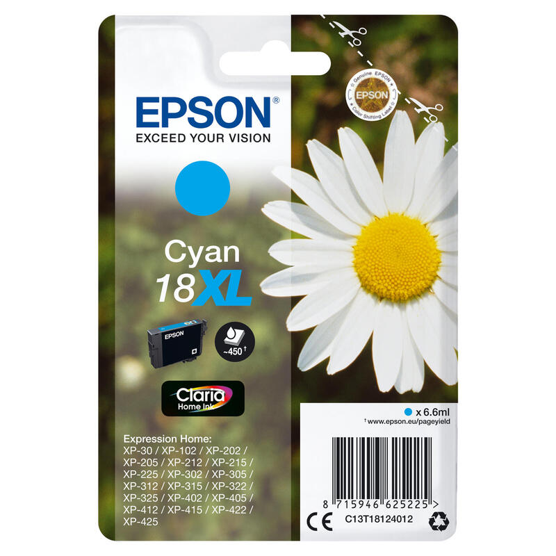 Epson T1812 "Ganseblumchen" Tinte Single Pack Cyan XL kārtridžs