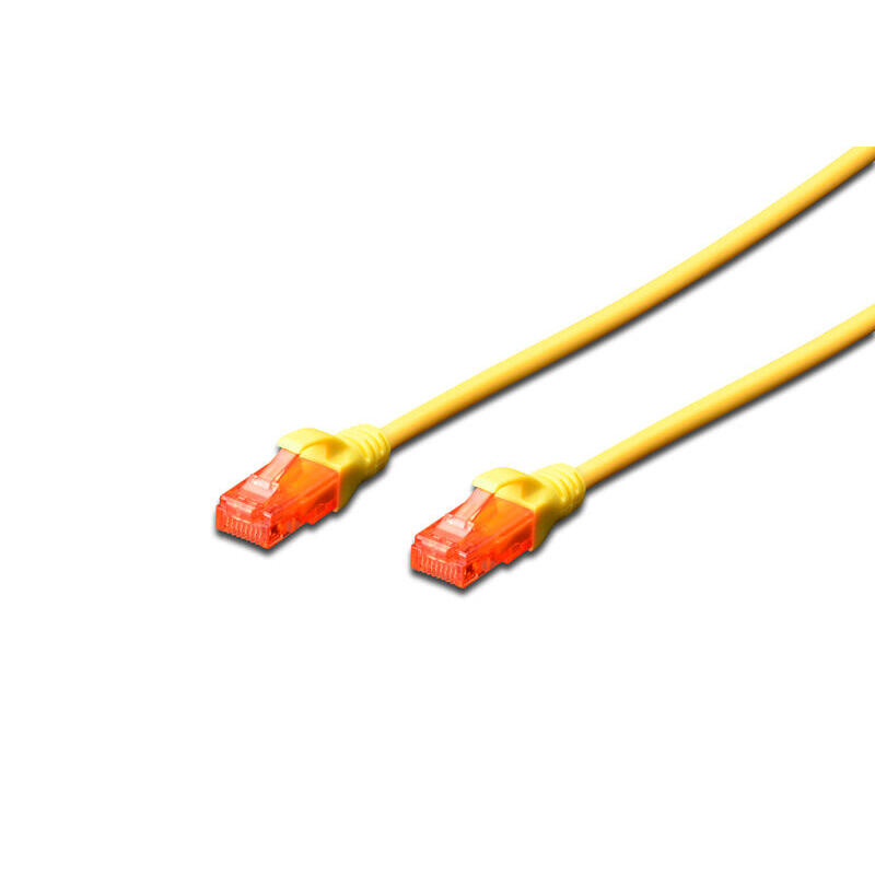 DIGITUS Premium CAT 6 UTP patch cable, Length 1,0m, Color yellow kabelis, vads