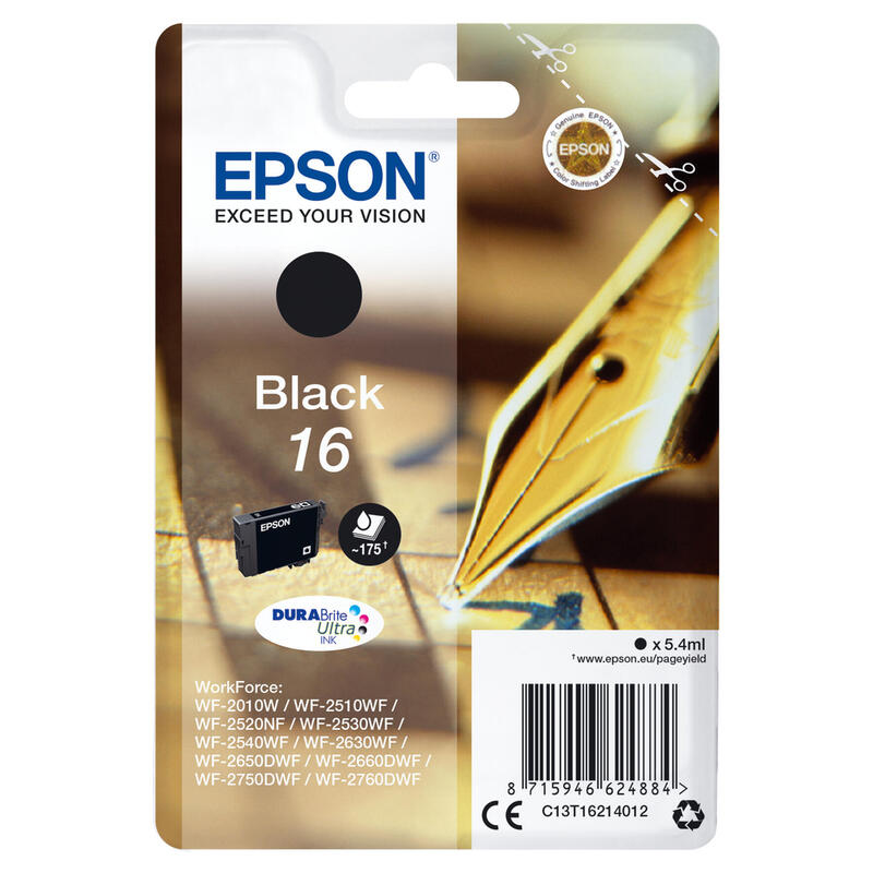 Epson ink cartridge black DURABrite Ultra T 162     T 1621 kārtridžs