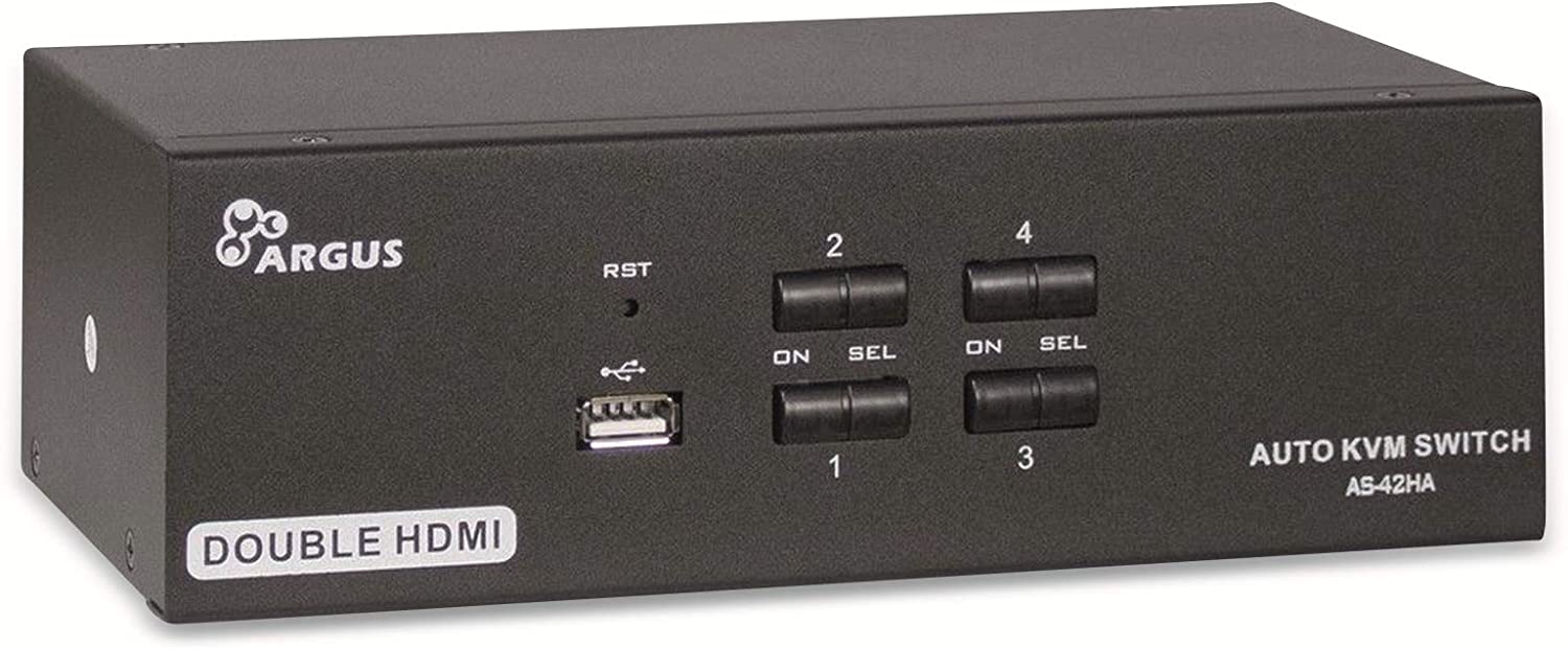 Inter-Tech KVM Switch AS-42HA HDMI, 4 Port, Metall KVM komutators