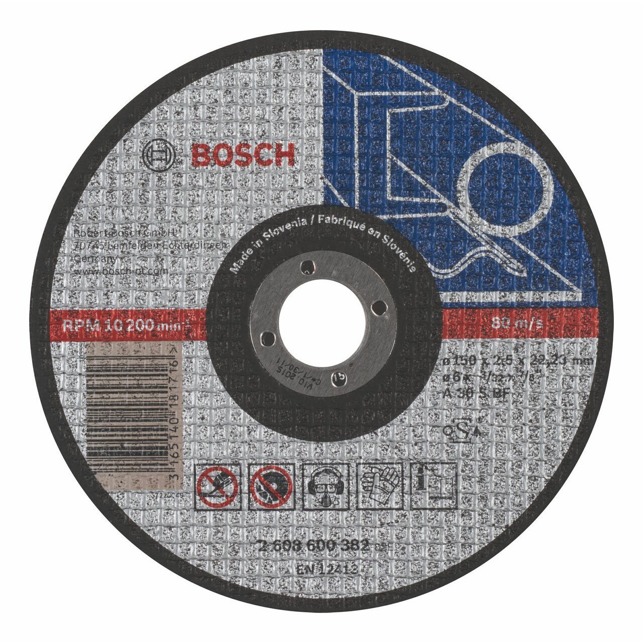 Bosch Cutting disc straight 150mm 2608600382 (3165140181716)