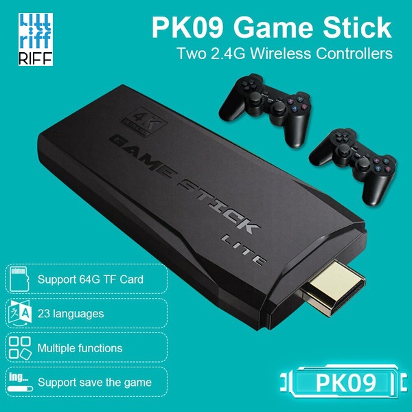 RIFF PK-09 Lite HDMI Retro Mini 4K Spelu Konsole Linux 4100 Video Atskanotaja Spelu Konsole ar Bezvadu Kontrolieriem 64 GB Melns 47522190080 spēļu konsoles gampad