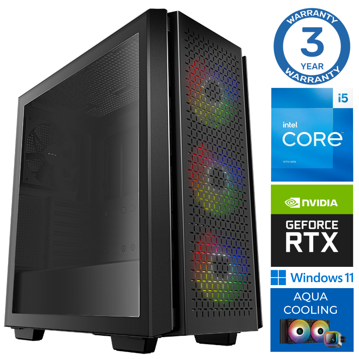 INTOP AQUA i5-13400F 16GB DDR5 1TB SSD M.2 NVME+2TB RTX4060Ti 8GB WIN11Pro RW32607 (EAN411532607) dators