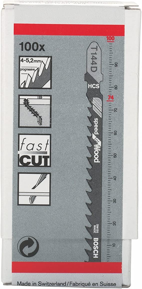 Bosch Jigsaw blade T 244 D Speed for Wood, 100mm (100 pieces) 2608637881 (3165140067485)
