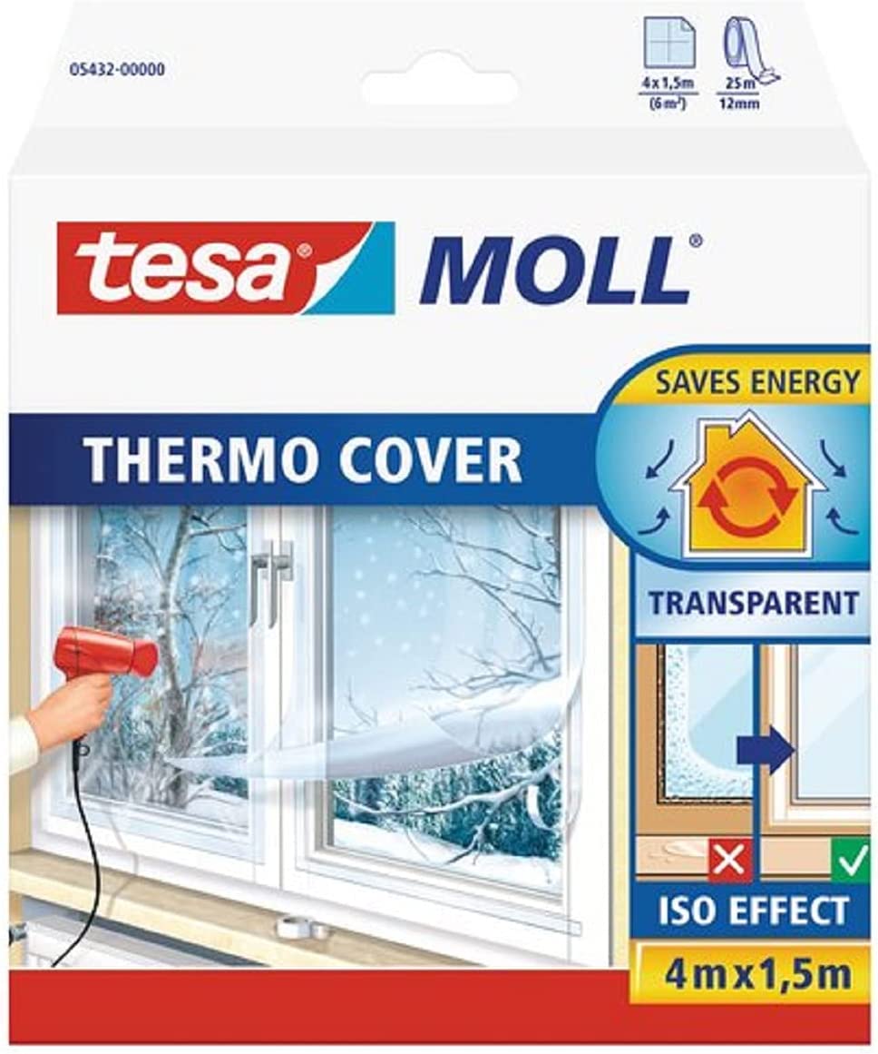 Tesa tesamoll Thermo Cover, window insulating film, insulation (transparent, 4 meters x 1.5 meters) Virtuves piederumi