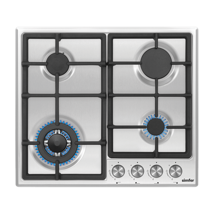 Simfer | H6.406.VGWIM | Hob | Gas | Number of burners/cooking zones 4 | Rotary knobs | Stainless Steel H6.406.VGWIM plīts virsma