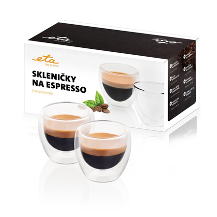 ETA Espresso cups ETA418193000 For espresso coffee, 2 pc(s), Dishwasher proof, Glass Virtuves piederumi