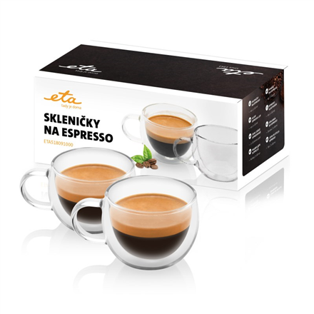 ETA Espresso cups ETA518091000 For espresso coffee, 2 pc(s), Dishwasher proof, Glass Virtuves piederumi