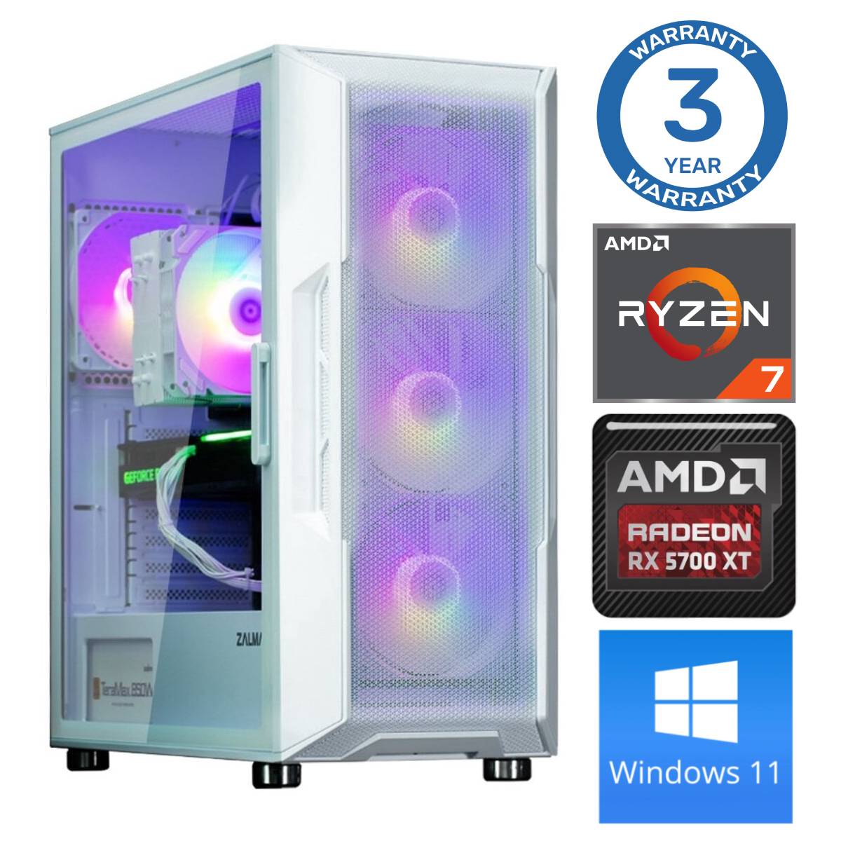 INTOP Ryzen 7 5700X 64GB 1TB SSD M.2 NVME+2TB RX5700 XT 8GB WIN11 RW37673WH (EWH411537673) dators