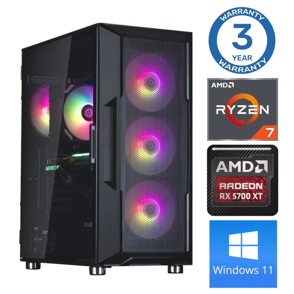 INTOP Ryzen 7 5700X 16GB 1TB SSD M.2 NVME+2TB RX5700 XT 8GB WIN11 RW37645WH (EWH411537645) dators