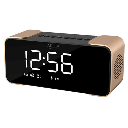 Adler Wireless alarm clock with radio AD 1190 AUX in, Copper/Black, Alarm function radio, radiopulksteņi