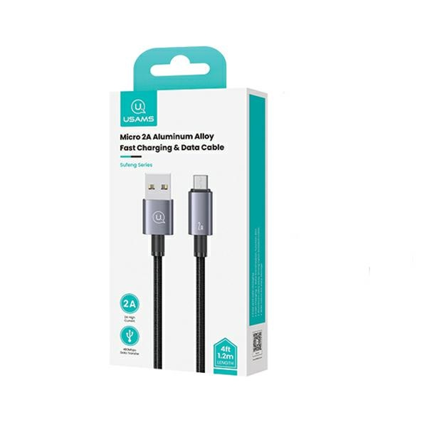 USAMS Kabel USB na Micro-USB 2A 1,2m Fast Charging stalowy|tarnish SJ668USB01 (US-SJ668) SJ668USB01 (6958444908595) USB kabelis