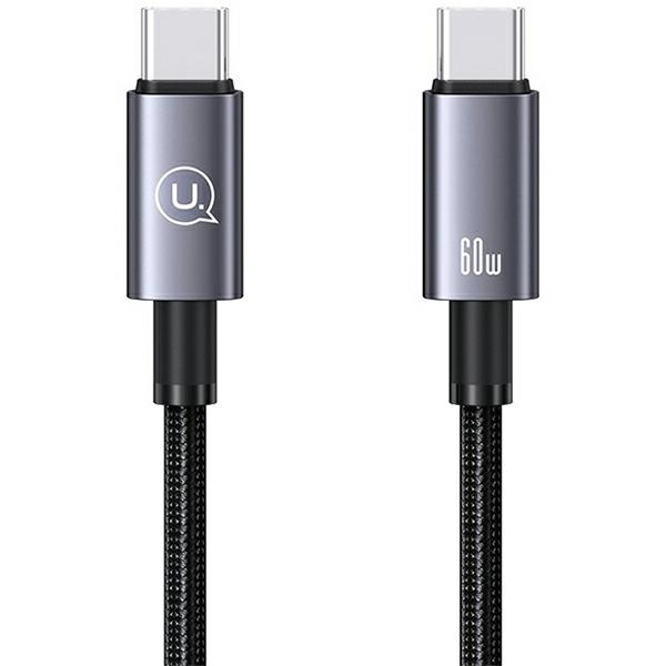 USAMS Kabel USB-C na USB-C 60W 0,25m Fast Charging stalowy|tarnish SJ678USB01 (US-SJ678) SJ678USB01 (6958444908861) USB kabelis
