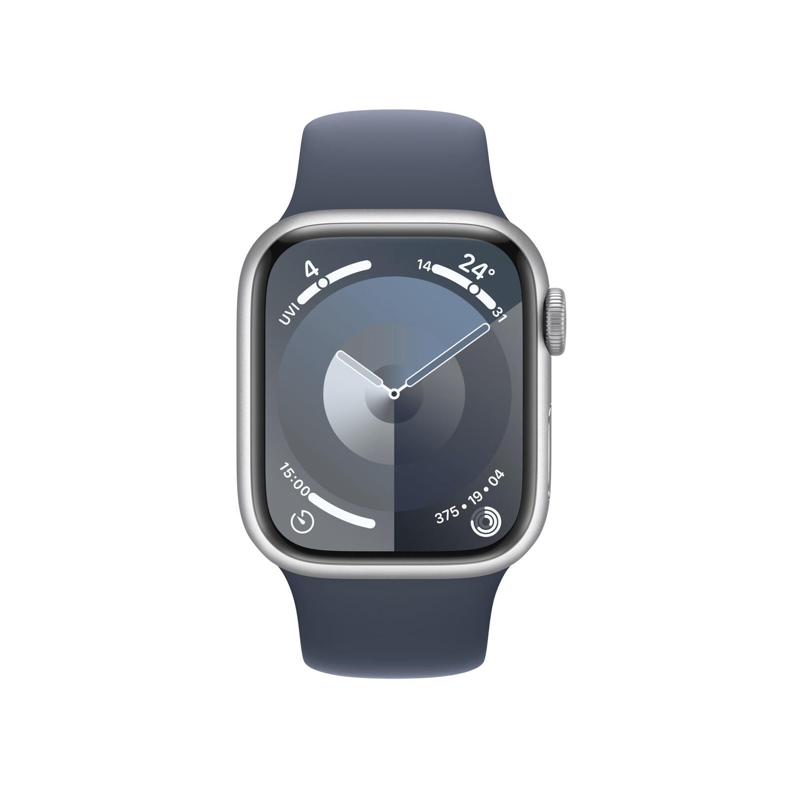 Apple Watch Series 9 Aluminium 45mm silber (Sportarmband sturmblau) M/L Viedais pulkstenis, smartwatch