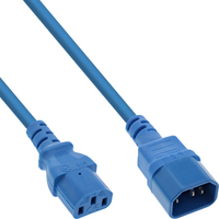 InLine - Spannungsversorgungs-Verlängerungskabel - IEC 60320 C13 bis IEC 60320 C14 30cm - Blau (16503B) 4043718297115 Barošanas kabelis