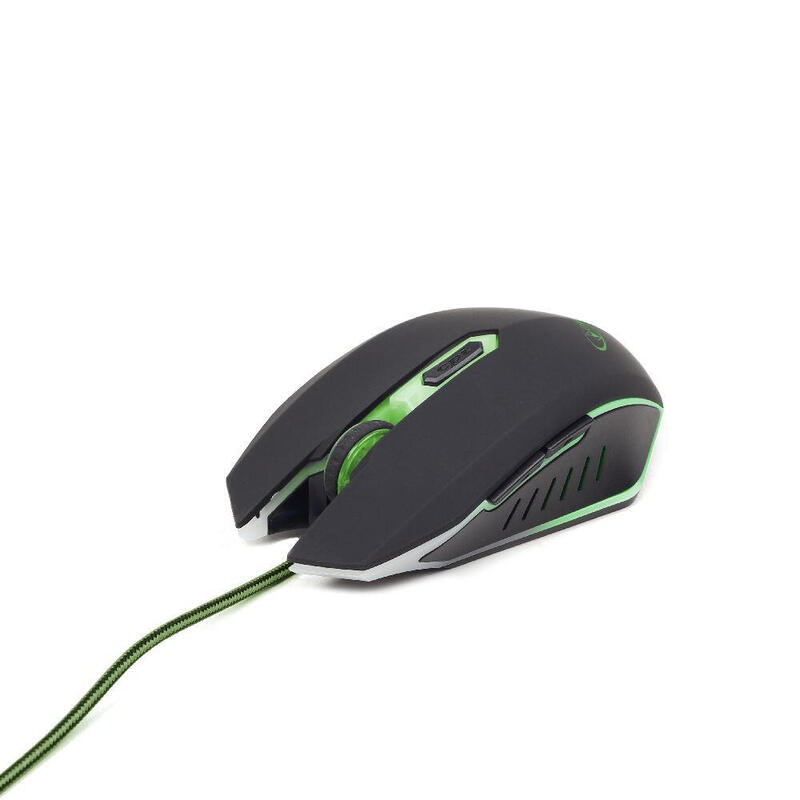 Gembird gaming optical mouse 2400 DPI, 6-button, USB, black with green backlight Datora pele