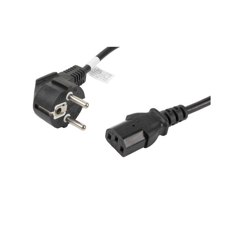 Power cable CEE 7/7 - IEC 320 C13  VDE 1.8M black kabelis datoram