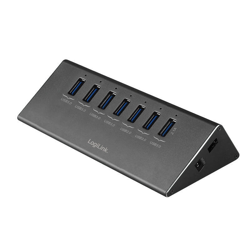 LogiLink USB 3.0 HUB 7-port, Aluminium, inkl. Power Suppl USB centrmezgli