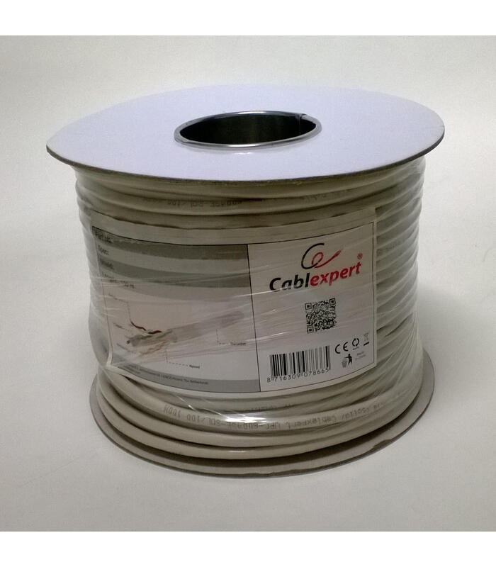 Gembird UTP solid unshielded gray cable, CCA, cat. 6, 100m, gray kabelis, vads