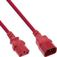 InLine - Spannungsversorgungs-Verlängerungskabel - IEC 60320 C13 bis IEC 60320 C14 75cm - Rot (16507R) 4043718297252 Barošanas kabelis