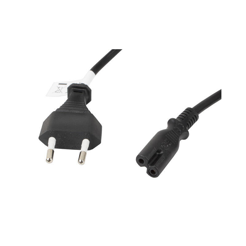 EURO power cable (radio) CEE 7/16 - IEC 320 C7 1.8M VDE black kabelis datoram