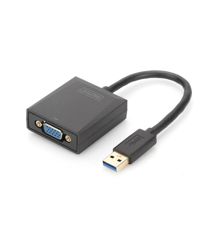 DIGITUS Adapter graphic USB 3.0 to VGA FHD on USB 3.0, aluminum, black adapteris