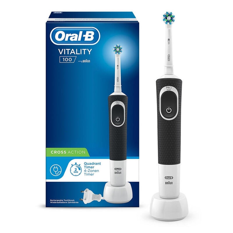 Oral-B Vitality 100  black CrossAction   Hangable Box mutes higiēnai