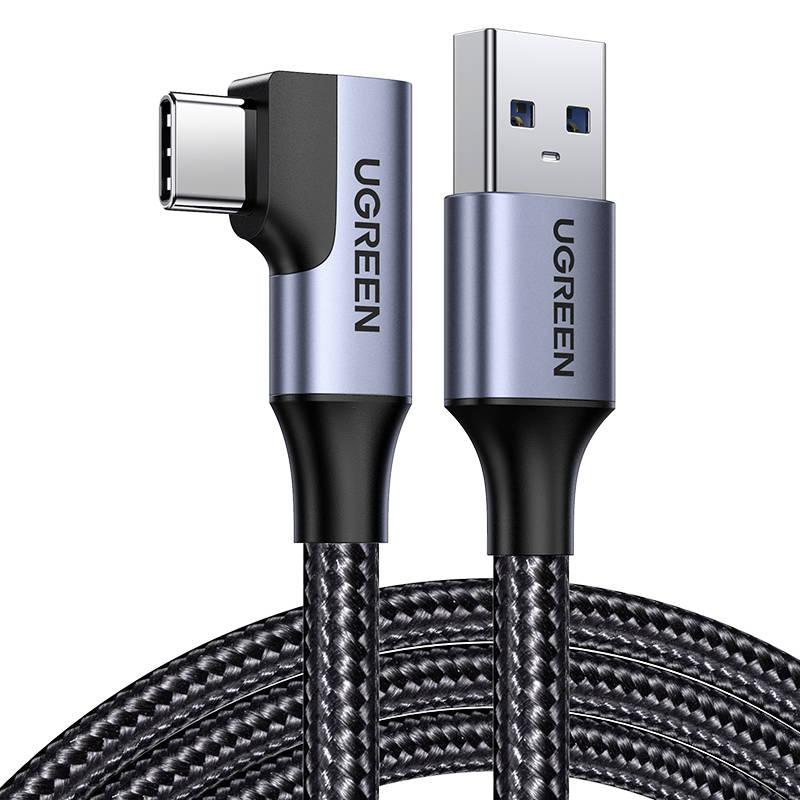 UGREEN Angle cable USB to USB-C US385, 3A, 1m (black) USB kabelis