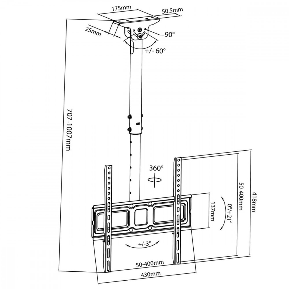 TV Bracket Celling Mount Maclean MC-943 TV stiprinājums