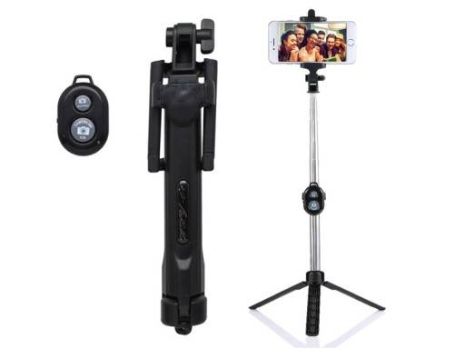 Goodbuy Selfie stick + tripod statnis ar bluetooth rālvadības pulti GB-SS-MON-BK (4752243045336) Selfie Stick
