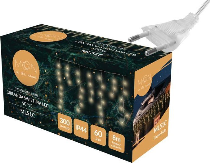 PR Girlanda swietlna 60 LED, sople, swiatlo cieple biale+flash ML51C (5902270777598)