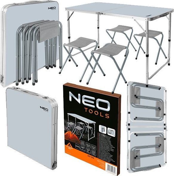Neo 63-159 CAMPING SET, TABLE AND 4 CHAIRS, FOLDED INTO A CASE NEO TOOLS Dārza mēbeles