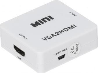 Adapter AV HDMI - D-Sub (VGA) + Jack 3.5mm bialy (VGA+AU/HDMI-ECO) VGA+AU/HDMI-ECO (5902887021619)