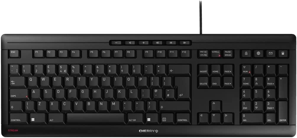 CHERRY TAS STREAM KEYBOARD schwarz  britisch. Layout klaviatūra