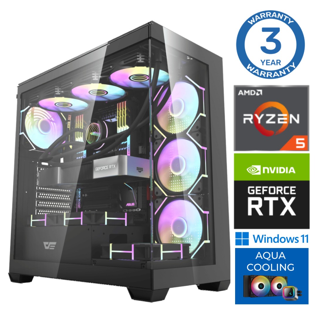 INTOP AQUA Ryzen 5 9600X 16GB DDR5 1TB SSD M.2 NVME RTX4070 12GB WIN11 RW38084WH (7777411538084) dators