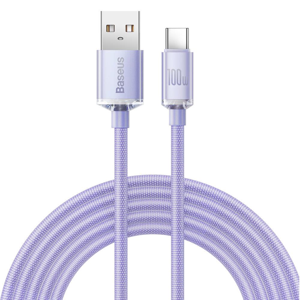 Baseus Crystal Shine cable USB to USB-C, 100W, 2m (purple) USB kabelis