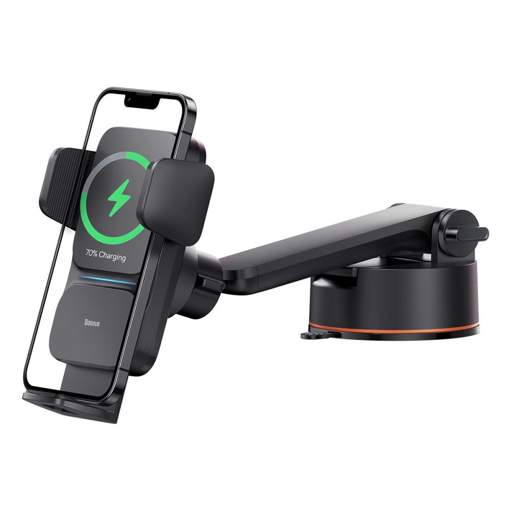 Baseus Wisdom car holder with Qi wireless charger, 15W (black) Mobilo telefonu turētāji