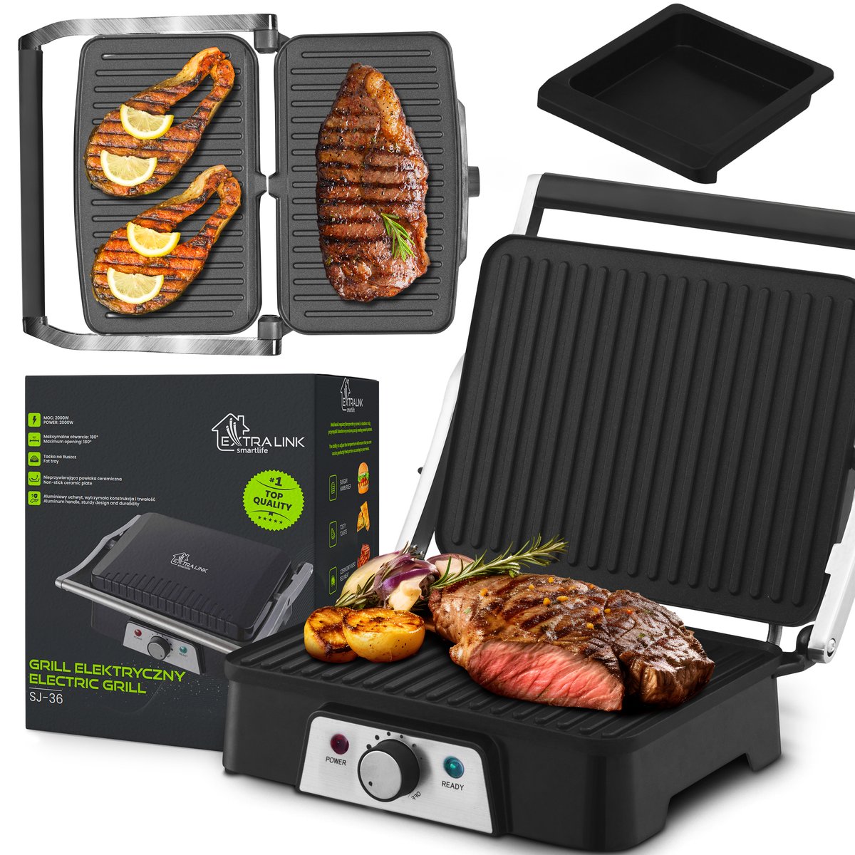 Extralink Smart Life Electric Grill SJ-36 | Electric Grill | 2000W, Temperature Control Grill Galda Grils