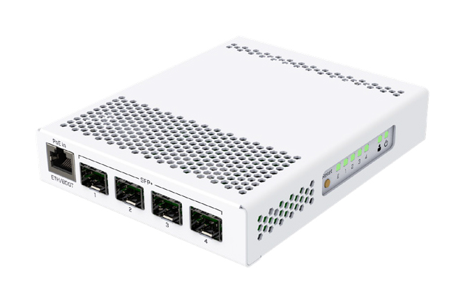 MikroTik Switch CRS305-1G-4S+IN PoE 802.3 af and PoE+ 802.3 at, Managed, Desktop, 1 Gbps (RJ-45) ports quantity 1, SFP+ ports quantity 4 Rūteris