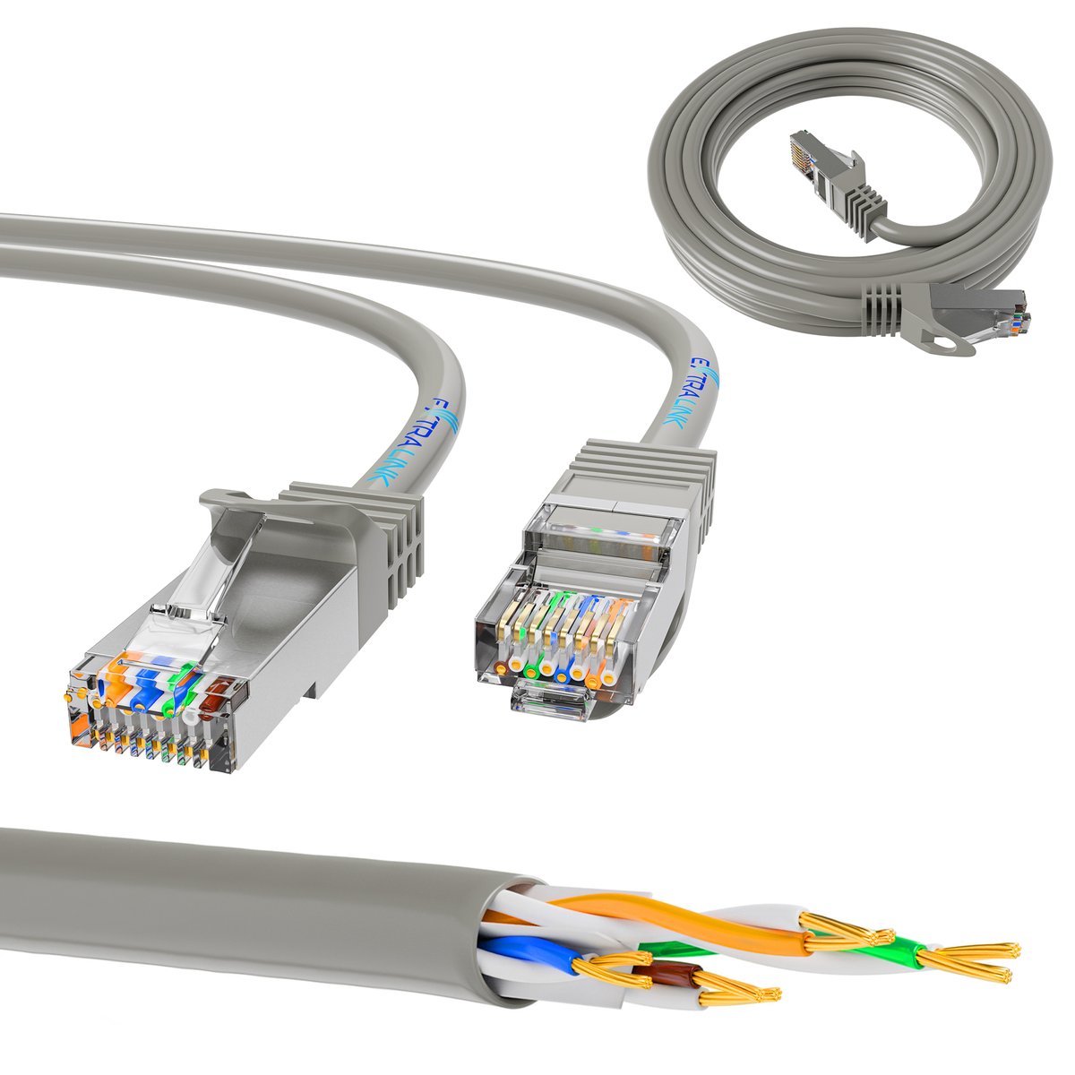 LAN Patchcord CAT.5E UTP 5m Twisted Pair Bare Copper tīkla kabelis