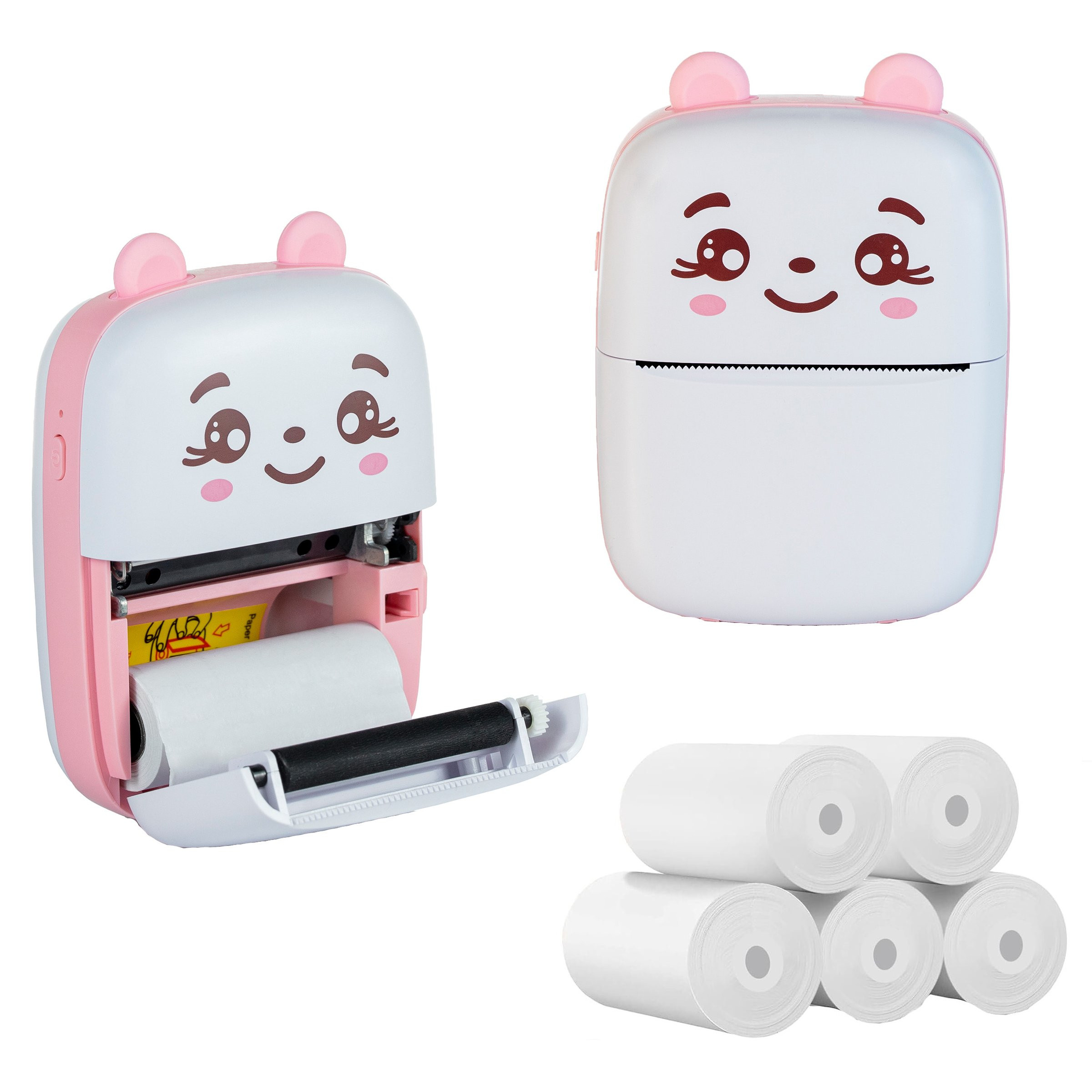 Extralink Kit | Thermal printer EPP-001 Pink + Plain thermal paper 5 rolls | uzlīmju printeris