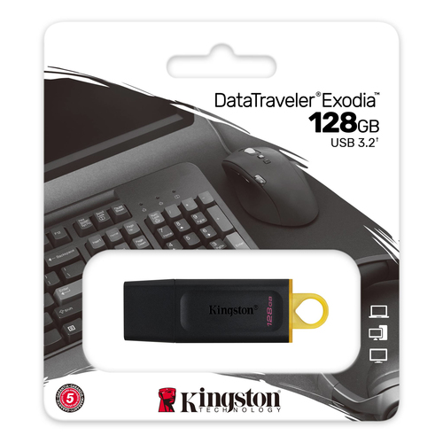 Kingston DataTraveler Exodia 128 GB, USB 3.2, Black USB Flash atmiņa