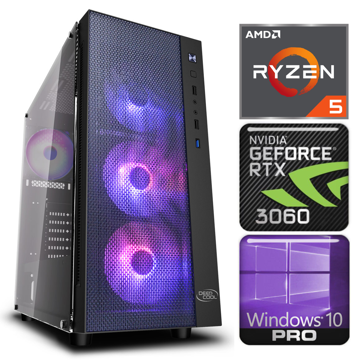 INTOP Ryzen 5 3600 16GB 240SSD M.2 NVME RTX4060 8GB WIN10Pro RW34468 (EAN411534468) dators