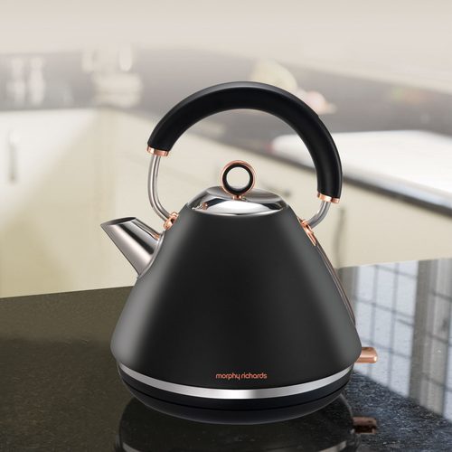 Morphy richards Rose Gold 102104 Standard kettle, Stainless steel, Black, 3000 W, 1.5 L, 360° rotational base Elektriskā Tējkanna